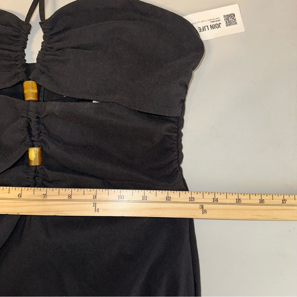 NWT Zara Black Cut Out Midi Dress Sz M Cross Back Bodycon Adjustable Party Sexy - Picture 14 of 16